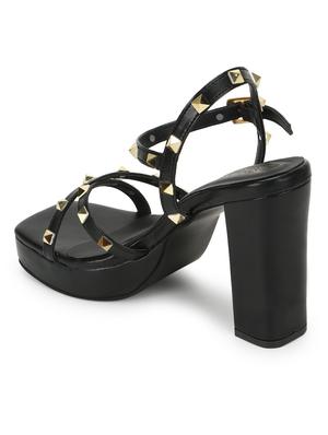 black pu ankle strap sandals - 18263312 - Standard Image - 3
