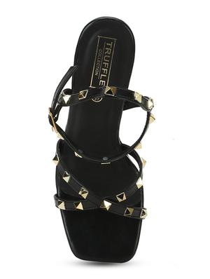 black pu ankle strap sandals - 18263312 - Standard Image - 4