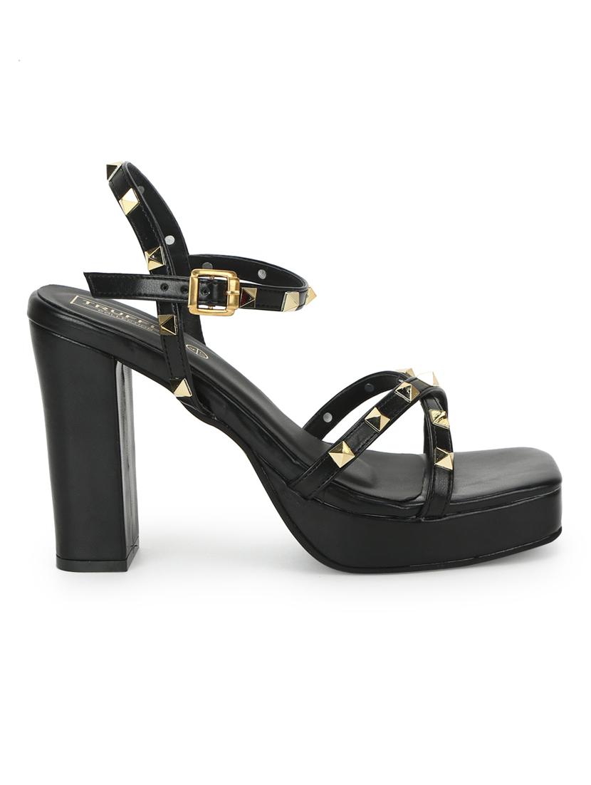 black pu ankle strap sandals - 18263312 - Zoom Image - 2
