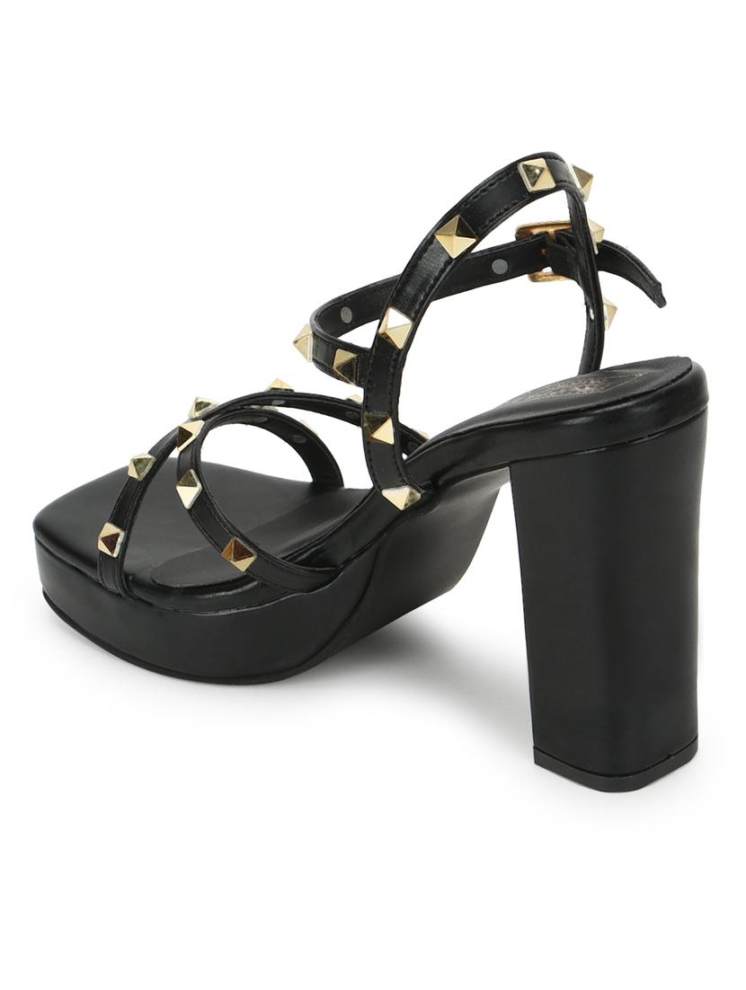 black pu ankle strap sandals - 18263312 - Zoom Image - 3