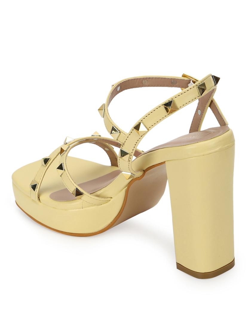 yellow pu ankle strap sandals - 18263317 - Zoom Image - 3