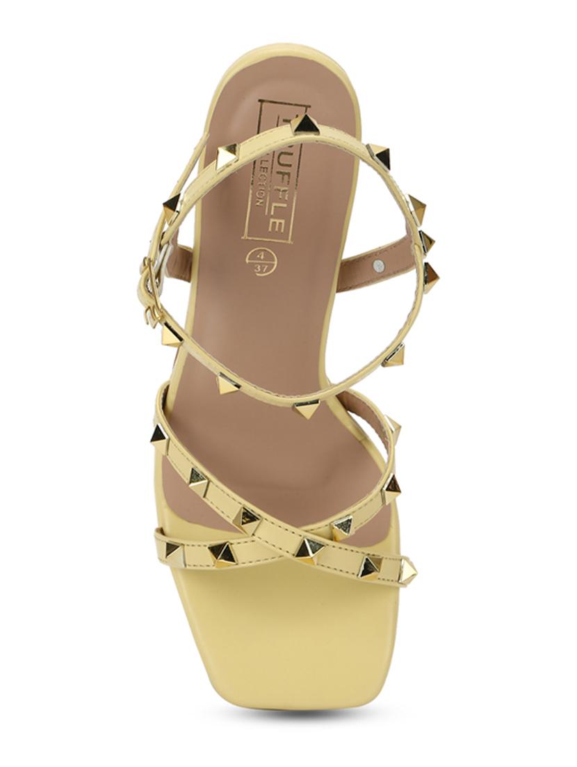 yellow pu ankle strap sandals - 18263317 - Zoom Image - 4