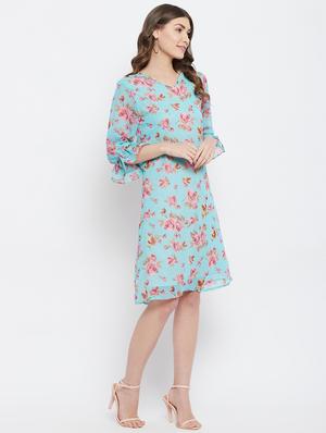 v-neck floral a-line dress - 18266773 - Standard Image - 3