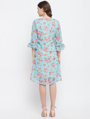 v-neck floral a-line dress - 18266773 - Standard Image - 4