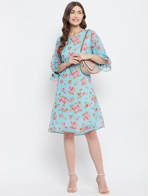 v-neck floral a-line dress - 18266773 - Standard Image - 5