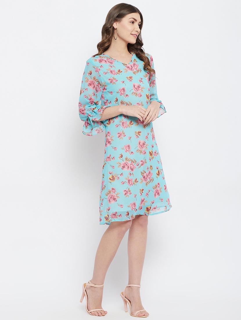 v-neck floral a-line dress - 18266773 - Zoom Image - 3