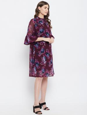 bell sleeved floral a-line dress - 18266774 - Standard Image - 3