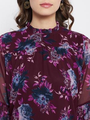 bell sleeved floral a-line dress - 18266774 - Standard Image - 6
