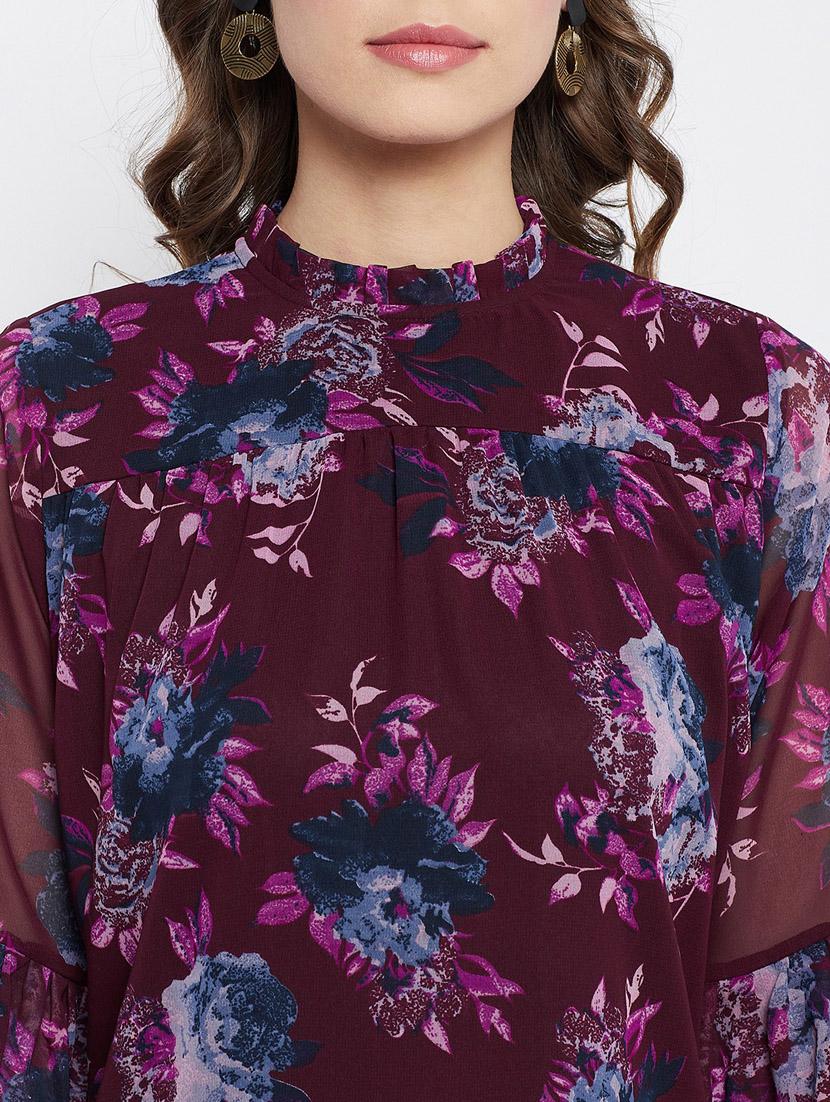 bell sleeved floral a-line dress - 18266774 - Zoom Image - 6