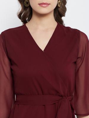 tie front solid maxi dress - 18266775 - Standard Image - 6
