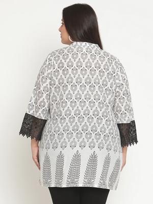 mandarin neck printed top - 18267425 - Standard Image - 4