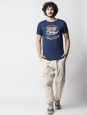 blue chest print t-shirt - 18268600 - Standard Image - 4