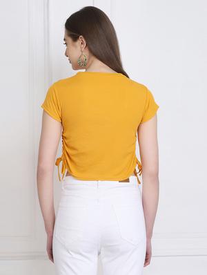 round neck solid crop top - 18269493 - Standard Image - 3