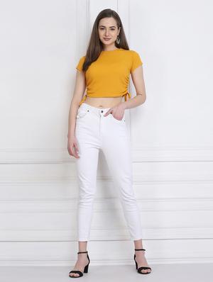 round neck solid crop top - 18269493 - Standard Image - 4