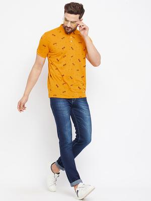 mustard printed polo t-shirt - 18269722 - Standard Image - 4