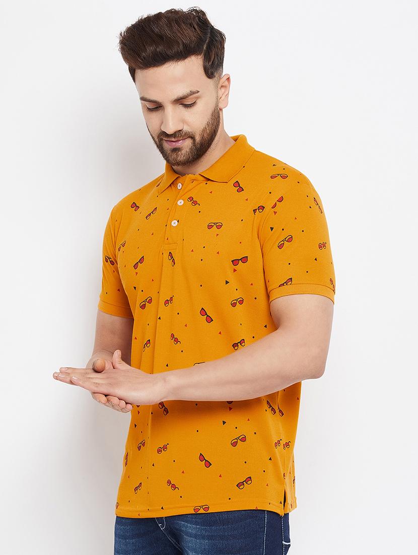 mustard printed polo t-shirt - 18269722 - Zoom Image - 2