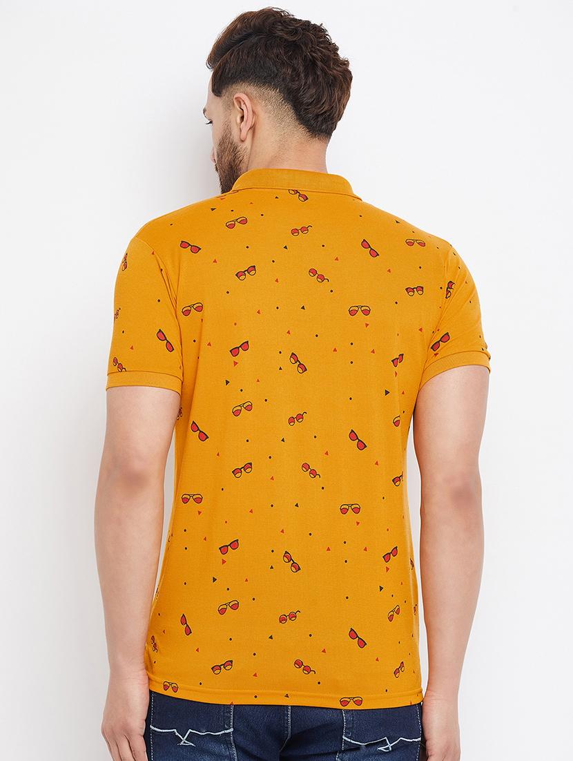 mustard printed polo t-shirt - 18269722 - Zoom Image - 3