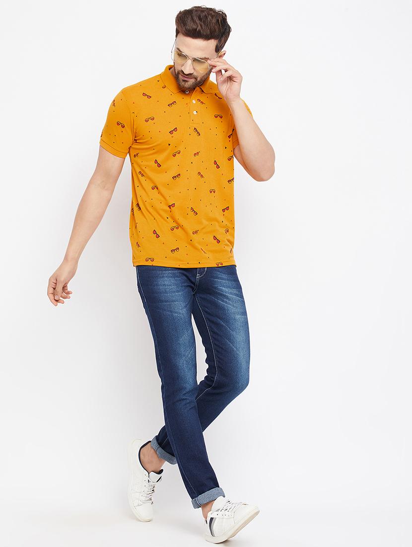 mustard printed polo t-shirt - 18269722 - Zoom Image - 4