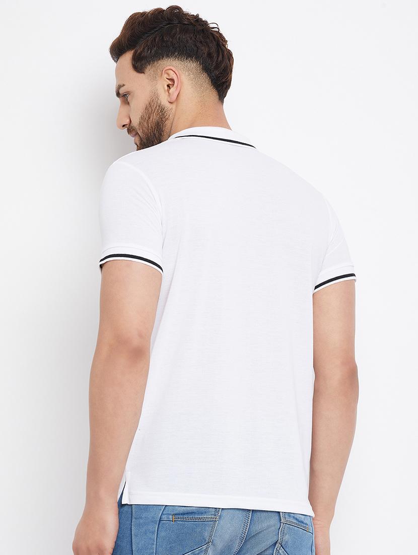 white solid polo t-shirt - 18269731 - Zoom Image - 3