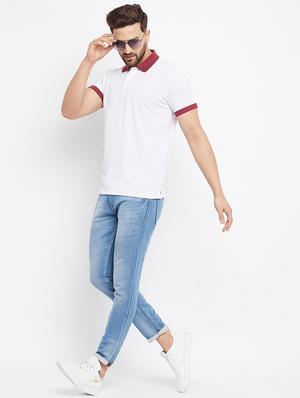 white solid polo t-shirt - 18269736 - Standard Image - 4
