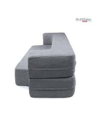 sleep spa couch bed - 4 seater sofa & mattress - washable jute fabric with 4 cushions - grey double sofa bed 78x44x14 inches - 18269917 - Standard Image - 3
