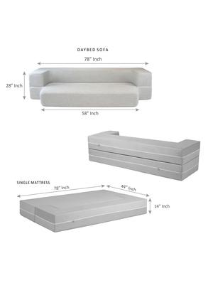 sleep spa couch bed - 4 seater sofa & mattress - washable jute fabric with 4 cushions - grey double sofa bed 78x44x14 inches - 18269917 - Standard Image - 4