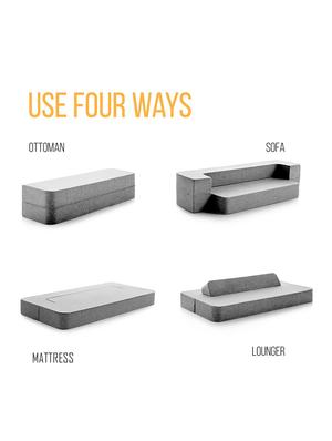 sleep spa couch bed - 4 seater sofa & mattress - washable jute fabric with 4 cushions - grey double sofa bed 78x44x14 inches - 18269917 - Standard Image - 5