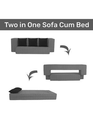 sleep spa couch bed - 4 seater sofa & mattress - washable jute fabric with 4 cushions - grey double sofa bed 78x44x14 inches - 18269917 - Standard Image - 6