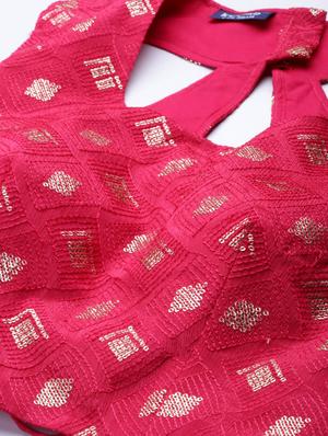 pink silk flared lehenga - 18270124 - Standard Image - 5