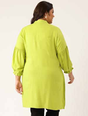tie up neck solid plus tunic - 18270654 - Standard Image - 3