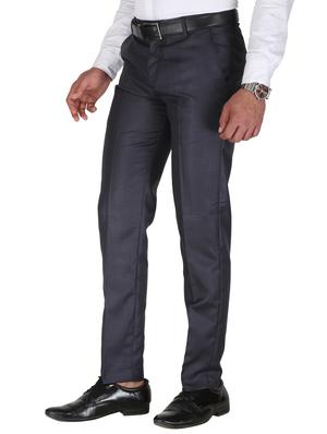 blue solid flat front formal trouser - 18271006 - Standard Image - 2