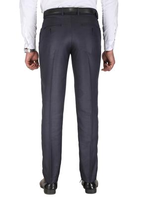 blue solid flat front formal trouser - 18271006 - Standard Image - 3