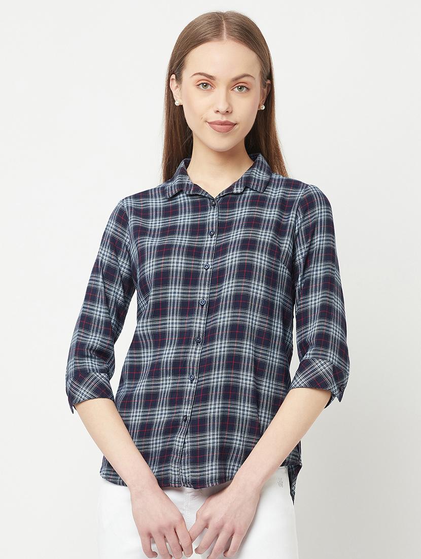 shirt collar checkered shirt - 18271658 - Zoom Image - 1