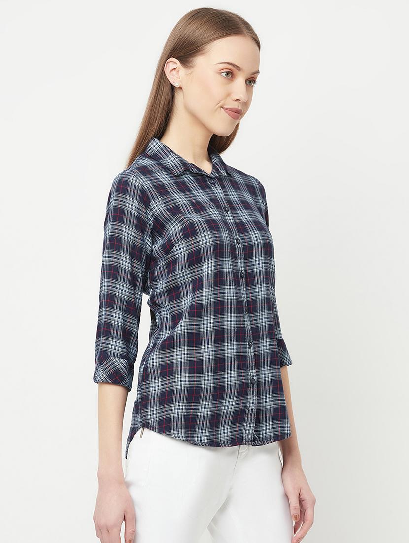 shirt collar checkered shirt - 18271658 - Zoom Image - 2