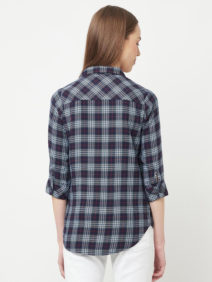 shirt collar checkered shirt - 18271658 - Zoom Image - 3