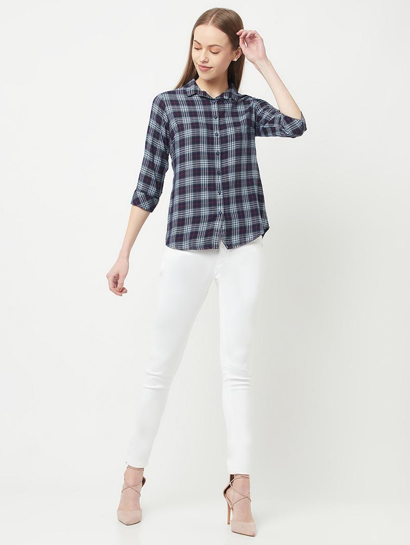 shirt collar checkered shirt - 18271658 - Zoom Image - 4