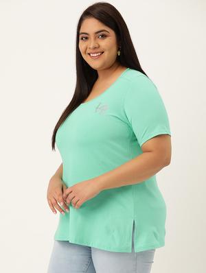 round neck solid plus tee - 18272469 - Standard Image - 2