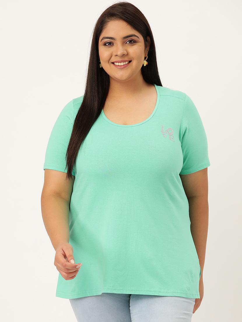 round neck solid plus tee - 18272469 - Zoom Image - 1