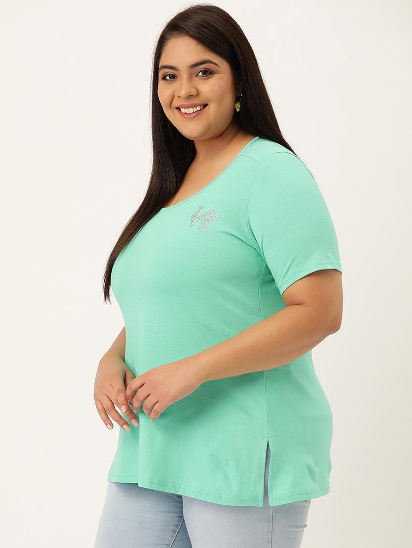 round neck solid plus tee - 18272469 - Zoom Image - 2