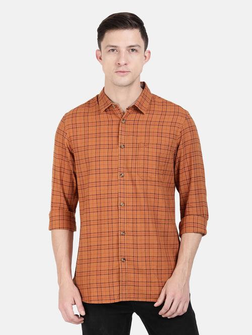 rust checkered casual shirt - 18272490 - Standard Image - 1