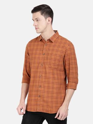 rust checkered casual shirt - 18272490 - Standard Image - 2