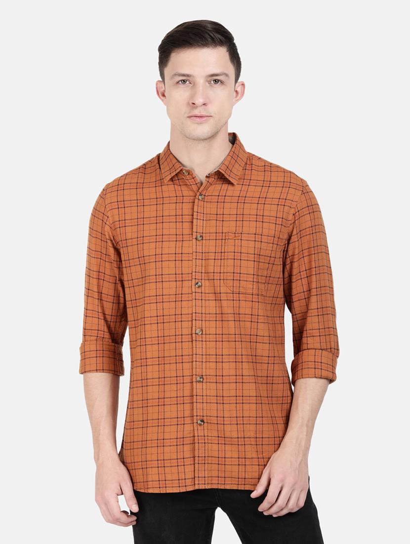 rust checkered casual shirt - 18272490 - Zoom Image - 1