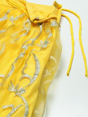 yellow net flared lehenga - 18272754 - Standard Image - 5