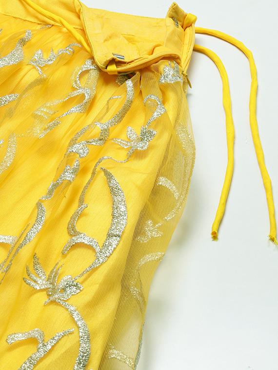 yellow net flared lehenga - 18272754 - Zoom Image - 5