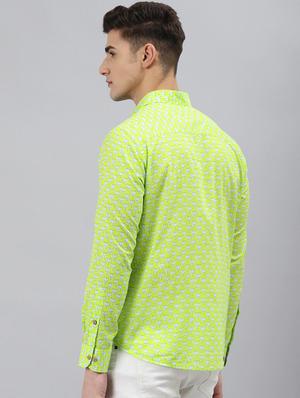 neon-green printed casual shirt - 18274794 - Standard Image - 3