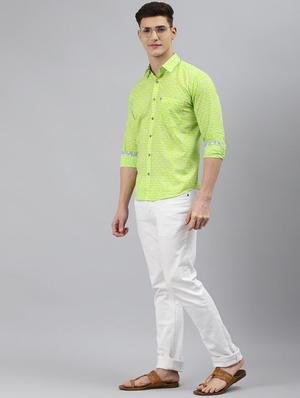 neon-green printed casual shirt - 18274794 - Standard Image - 4
