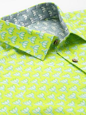 neon-green printed casual shirt - 18274794 - Standard Image - 5