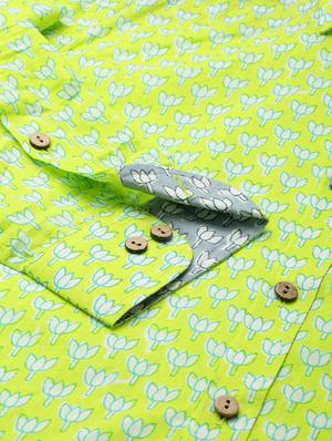 neon-green printed casual shirt - 18274794 - Standard Image - 6