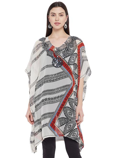 round neck printed kaftan tunic - 18275144 - Standard Image - 1