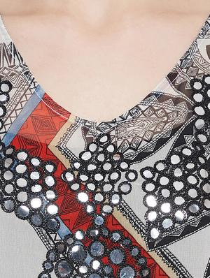 round neck printed kaftan tunic - 18275144 - Standard Image - 5